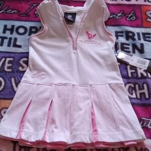 Houston Texans NFL Team Apparel Reebok White and Pink Hooded Cheer Dress
